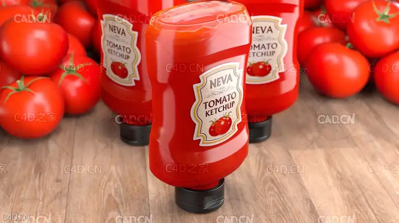 番茄酱塑料瓶C4D建模视频教程 Cinema 4d Ketchup