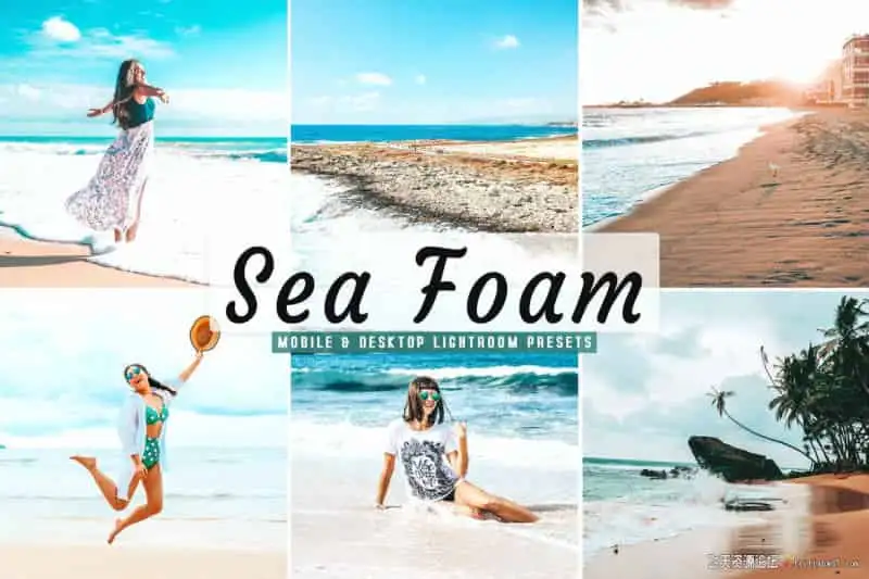 海滨旅拍温暖蓝调LR预设手机修图LR预设Sea Foam Lightroom Presets
