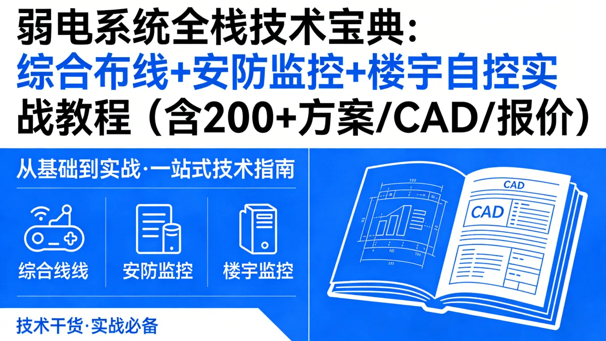 弱电系统全栈技术宝典：综合布线+安防监控+楼宇自控实战教程（含200+方案/CAD/报价）